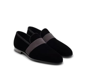 Mocassins Ascenseurs En Velours Noir Pour Homme | Chaussures à enfiler pour augmenter la hauteur de 3 pouces