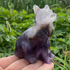 3.5&#39;&#39;+ Natural Dream Amethyst Fox, Hand carved Fox, Crystal fox skull,Quartz crystal skull,Home Decoration Gifts,random 1pc