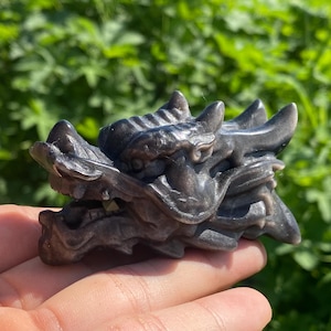 2.9&quot;+ Natural Silver Obsidian Dragon Skull,Crystal,Quartz,Crystal Quartz,Dragon,Skull,Dragon Skull,Crystal Dragon Skull,Home Decoration 1PC