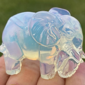 1.7&#39;&#39;+ Opal stone elephant,Hand carved elephant,Crystal elephant,Quartz crystal skull,Home Decoration Gifts 1pc