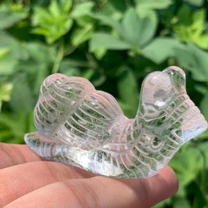 Cráneo de caracol de cuarzo transparente: cristal tallado a mano, 2,8''