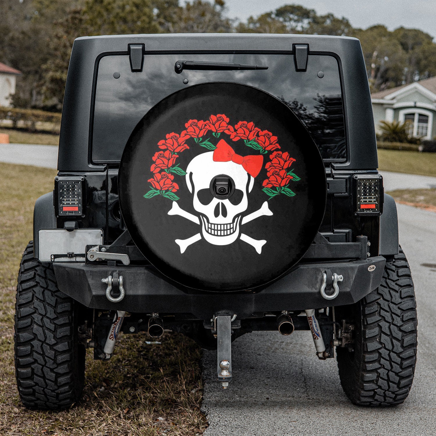 Spare Tire Cover With Backup Camera Hole Skull and Roses - Etsy