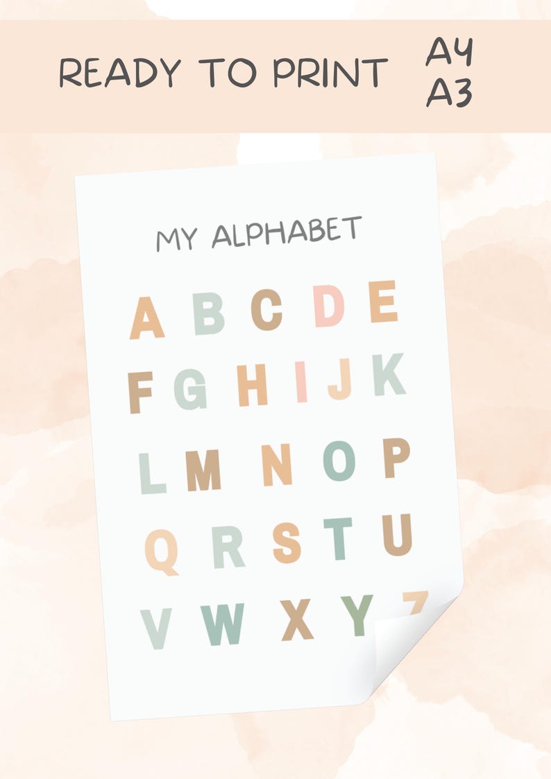 Montessori Alphabet Poster Printable – Uppercase ABC Chart for Kids ...