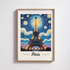 Paris-Poster – Sternennacht im Van Gogh-Stil