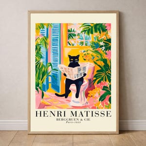 Black Cat Bathroom Tropical Animal Wall Art Poster