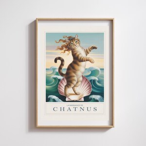Poster del gatto di Botticelli – La nascita di Catnus – Decorazione murale parodia felina