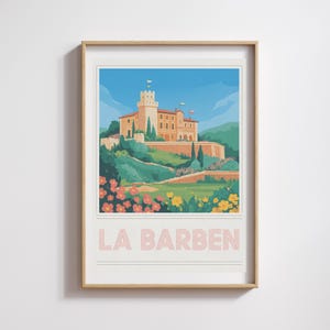 Affiche La Barben – Illustration vintage du château de Provence au cœur de la nature