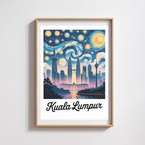 Pôster de Kuala Lumpur – Noite Estrelada no Estilo Van Gogh