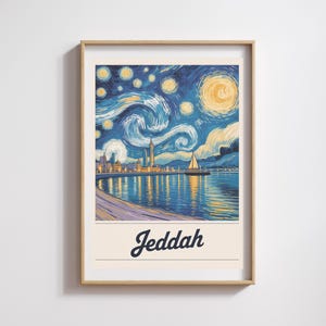 Affiche Jeddah  – Style Van Gogh Nuit étoilée
