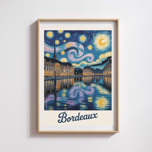 Bordeaux Poster – Sternennacht im Van Gogh-Stil