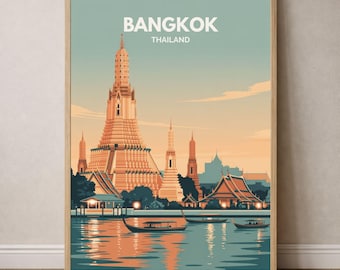 Bangkok Poster | Temple Poster Thailand | Asian Travel Wall Decor