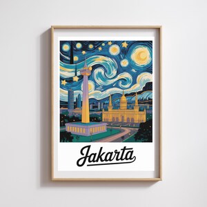 Affiche Jakarta  – Style Van Gogh Nuit étoilée
