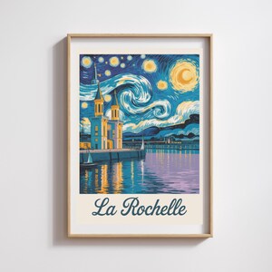 La Rochelle Poster – Sternennacht im Van-Gogh-Stil