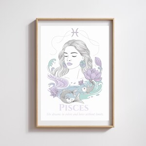 Poster Pesci – Illustrazione del segno zodiacale femminile