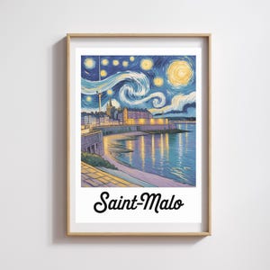 Pôster de Saint-Malo – Noite Estrelada Estilo Van Gogh