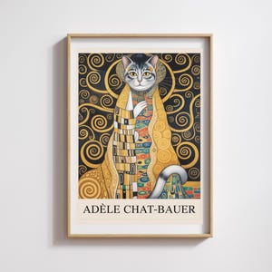 Poster del gatto di Klimt – Adele Chat-Bauer – Decorazione da parete con ritratto di felino dorato