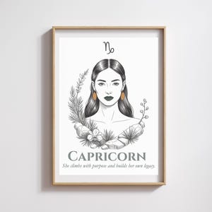 Poster Capricorno – Illustrazione del segno zodiacale femminile