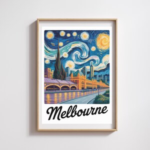 Affiche Melbourne  – Style Van Gogh Nuit étoilée