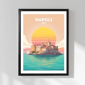 Napoli Poster – Castel dell’Ovo | Vintage Italy Poster | Seaside Wall Decor