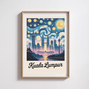 Affiche Kuala Lumpur  – Style Van Gogh Nuit étoilée