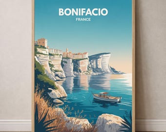 Bonifacio Corsica Poster | France Poster | Corsica Sea Coast Landscape Cliff Wall Art Decoration Travel