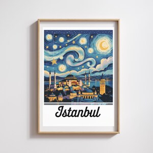 Affiche Istanbul  – Style Van Gogh Nuit étoilée