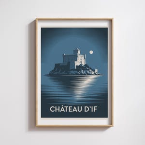 Plakat Château d’If – Marseille – Plakat Mittelmeerinsel – Vintage-Illustration Sternennacht