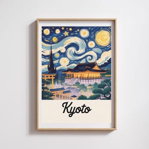 Affiche Kyoto  – Style Van Gogh Nuit étoilée