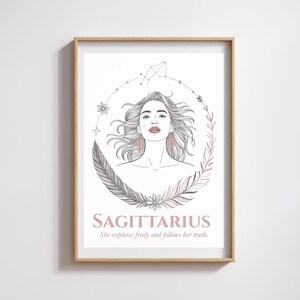 Poster Sagittario – Illustrazione del segno zodiacale femminile