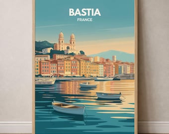 Bastia Corsica Poster | France Poster | Corsica Coast Wall Art Decoration Travel Landscape Decor