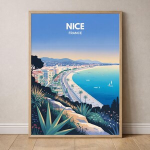 Nice Poster | France Poster | Riviera Coast Wall Art Decoration Travel Landscape Decor
