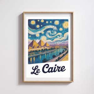 Pôster do Cairo – Noite Estrelada Estilo Van Gogh