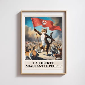 Manifesto del gatto della rivoluzione – La libertà miagola il popolo – Arte storica umoristica