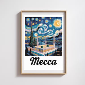 Affiche Mecca  – Style Van Gogh Nuit étoilée