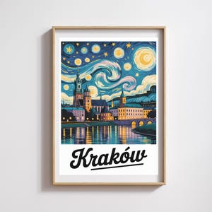 Affiche Kraków  – Style Van Gogh Nuit étoilée