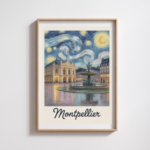 Montpellier-Poster – Sternennacht im Van Gogh-Stil