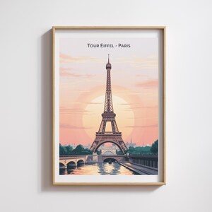 Poster della Torre Eiffel - Parigi al tramonto - Elegante poster decorativo - Arte murale con paesaggio urbano