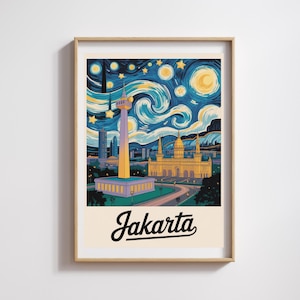 Affiche Jakarta  – Style Van Gogh Nuit étoilée