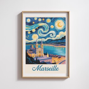 Marseille-Poster – Van Gogh Sternennacht-Stil