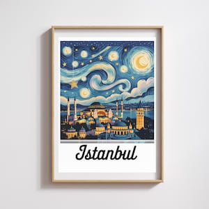 Pôster de Istambul – Noite Estrelada Estilo Van Gogh