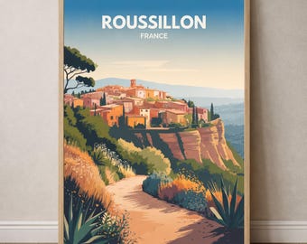 Roussillon Poster | France Poster | Provence Village Landscape Wall Art Travel Decor