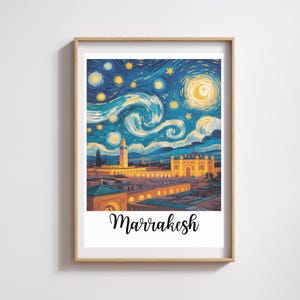 Affiche Marrakesh  – Style Van Gogh Nuit étoilée