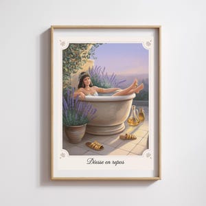 Poster della Dea Riposante – Illustrazione Moderna di Cleopatra – Arte Femminile Divina e Rilassante
