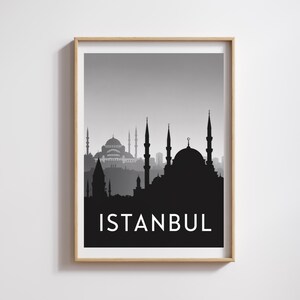 Istanbul Kartenposter - Dekoratives Poster im modernen Grafikstil - Elegantes Schwarzweiß