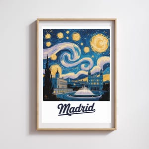 Affiche Madrid  – Style Van Gogh Nuit étoilée