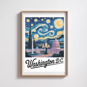 Washington D.C. Poster – Sternennacht im Van Gogh-Stil