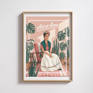 Frida Kahlo Poster – Feminine Boho Kunst – Vintage Kaktus & Mexikanischer Spirit Wanddekoration
