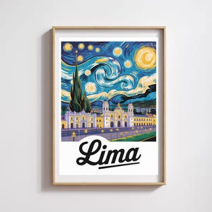 Pôster de Lima – Noite Estrelada Estilo Van Gogh
