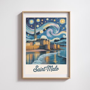 Saint-Malo-Poster – Sternennacht im Van-Gogh-Stil