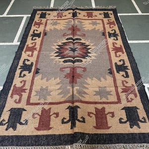 Wool Jute Runner Rug for Stairs, Handwoven Runner Rug, Kilim Runner Rug Entryway | Hallway | kitchen, Bedside Runner Rug, Tribal Pattern